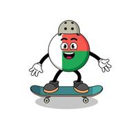 Madagascar vlag mascotte spelen een skateboard vector