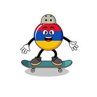 Armenië vlag mascotte spelen een skateboard vector