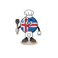 mascotte illustratie van IJsland vlag chef vector