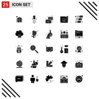 pictogram reeks van 25 gemakkelijk solide glyphs van e-mail bericht mail foto's e-mail kaart bewerkbare vector ontwerp elementen