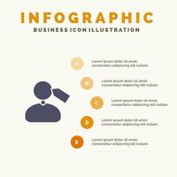 label Mark manen werk solide icoon infographics 5 stappen presentatie achtergrond vector