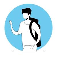 jonge man met werkmap avatar karakter pictogram vector