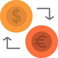 uitwisseling munten valuta dollar euro financiën financieel geld vlak kleur icoon vector icoon banier sjabloon