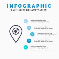 plaats kaart wijzer lijn icoon met 5 stappen presentatie infographics achtergrond vector