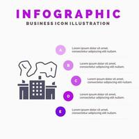 fabriek industrie nucleair macht solide icoon infographics 5 stappen presentatie achtergrond vector