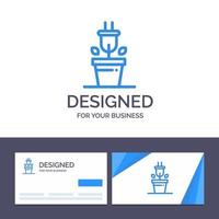 creatief bedrijf kaart en logo sjabloon plug fabriek technologie vector illustratie