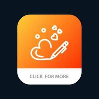 pen liefde hart bruiloft mobiel app knop android en iOS lijn versie vector