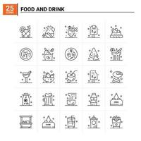 25 voedsel en drinken icoon reeks vector achtergrond