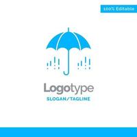 paraplu regen weer voorjaar blauw solide logo sjabloon plaats voor slogan vector