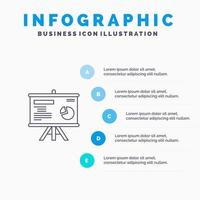 presentatie bord projector diagram lijn icoon met 5 stappen presentatie infographics achtergrond vector