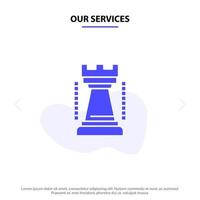 onze Diensten vermaak spellen koning sport- solide glyph icoon web kaart sjabloon vector