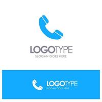 telefoontje telefoon telefoon blauw solide logo met plaats voor slogan vector