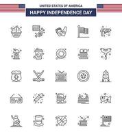 reeks van 25 Verenigde Staten van Amerika dag pictogrammen Amerikaans symbolen onafhankelijkheid dag tekens voor leger geweer fles Verenigde Staten van Amerika vlag bewerkbare Verenigde Staten van Amerika dag vector ontwerp elementen