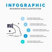 pijp verontreiniging radioactief riolering verspilling solide icoon infographics 5 stappen presentatie achtergrond vector