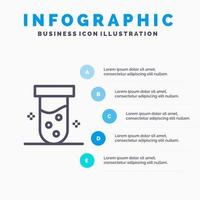 buis laboratorium test biochemie lijn icoon met 5 stappen presentatie infographics achtergrond vector