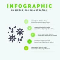 bloem geschenk liefde bruiloft solide icoon infographics 5 stappen presentatie achtergrond vector