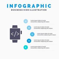 kijk maar hand- kijk maar tijd klok solide icoon infographics 5 stappen presentatie achtergrond vector