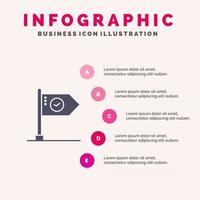 succes bereiken bedrijf vlag doel Mark teken solide icoon infographics 5 stappen presentatie achtergrond vector