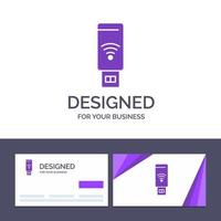 creatief bedrijf kaart en logo sjabloon USB Wifi onderhoud signaal vector illustratie