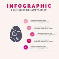 vogel decoratie Pasen ei hart solide icoon infographics 5 stappen presentatie achtergrond vector