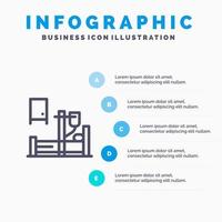 medisch druppelen geneeskunde ziekenhuis lijn icoon met 5 stappen presentatie infographics achtergrond vector