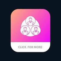 personeel bende kloon cirkel mobiel app knop android en iOS glyph versie vector