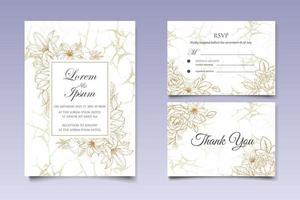 mooie hand tekenen bloemen bruiloft uitnodiging sjabloon vector