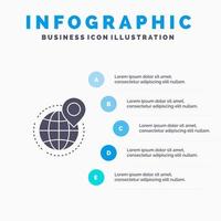 wereldbol bedrijf globaal kantoor punt wereld solide icoon infographics 5 stappen presentatie achtergrond vector