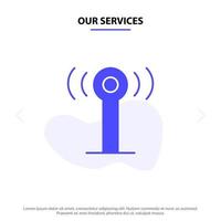 onze Diensten onderhoud signaal Wifi solide glyph icoon web kaart sjabloon vector