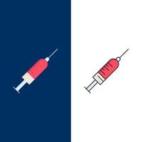 injectiespuit injectie vaccin naald- schot vlak kleur icoon vector