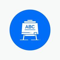 aan het leren leraar abc bord wit glyph icoon vector