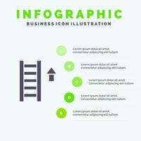 ladder trap trappenhuis pijl solide icoon infographics 5 stappen presentatie achtergrond vector