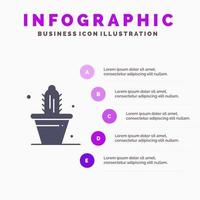 cactus natuur pot voorjaar solide icoon infographics 5 stappen presentatie achtergrond vector