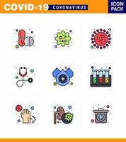 roman coronavirus 2019-nCoV 9 gevulde lijn vlak kleur icoon pak laten vallen stethoscoop bacterie gezondheidszorg bacterie virale coronavirus 2019november ziekte vector ontwerp elementen