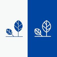 aarde eco milieu blad natuur lijn en glyph solide icoon blauw banier lijn en glyph solide icoon blauw banier vector