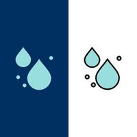 water laten vallen voorjaar pictogrammen vlak en lijn gevulde icoon reeks vector blauw achtergrond
