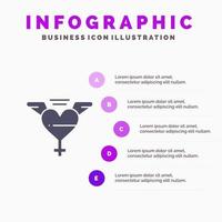 hart Vleugels liefde infographics presentatie sjabloon 5 stappen presentatie vector