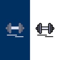halter geschiktheid sport motivatie pictogrammen vlak en lijn gevulde icoon reeks vector blauw achtergrond