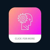 oplossing hersenen uitrusting Mens mechanisme persoonlijk werken mobiel app knop android en iOS lijn versie vector