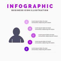 account avatar gebruiker solide icoon infographics 5 stappen presentatie achtergrond vector