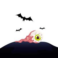 oog eng van halloween met vliegende vleermuizen vector