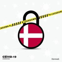 Denemarken slot naar beneden slot coronavirus pandemisch bewustzijn sjabloon covid19 slot naar beneden ontwerp vector