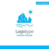 ecologie milieu ijs ijsberg smelten blauw solide logo sjabloon plaats voor slogan vector