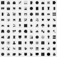 reeks van 100 universeel solide pictogrammen vector