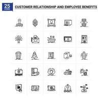 25 klant verhouding en werknemer voordelen icoon reeks vector achtergrond