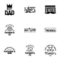 9 zwart reeks van vector gelukkig vaders dag typografie wijnoogst pictogrammen belettering voor groet kaarten banners t-shirt ontwerp vaders dag bewerkbare vector ontwerp elementen