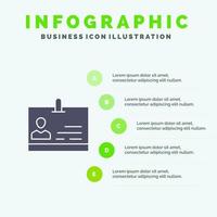 ID kaart kaart identiteit insigne solide icoon infographics 5 stappen presentatie achtergrond vector