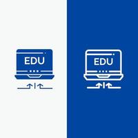 laptop hardware pijl onderwijs lijn en glyph solide icoon blauw banier vector