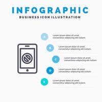 mobiel cel telefoon Nee Nee mobiel lijn icoon met 5 stappen presentatie infographics achtergrond vector