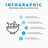 kom viering Pasen ei nest lijn icoon met 5 stappen presentatie infographics achtergrond vector